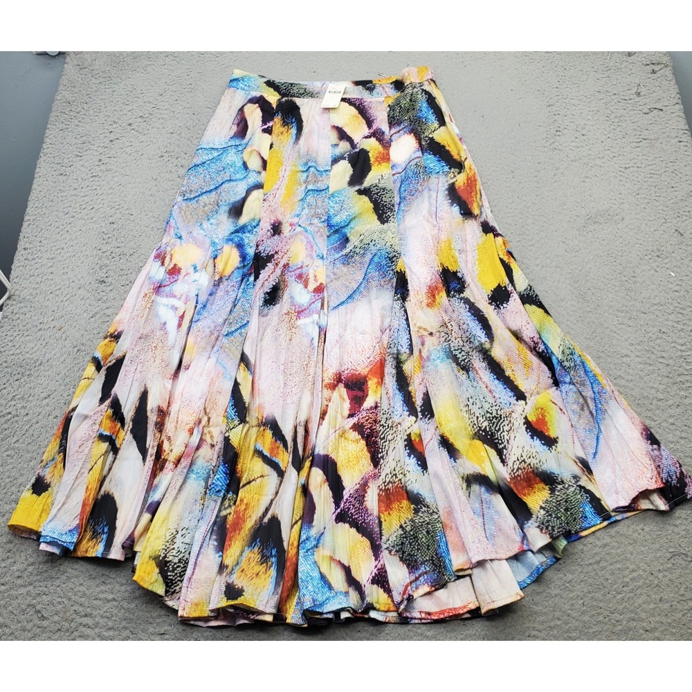 Anthropologie A-Line Midi Skirt Women 6 Multicolor Abstract Butterfly Print